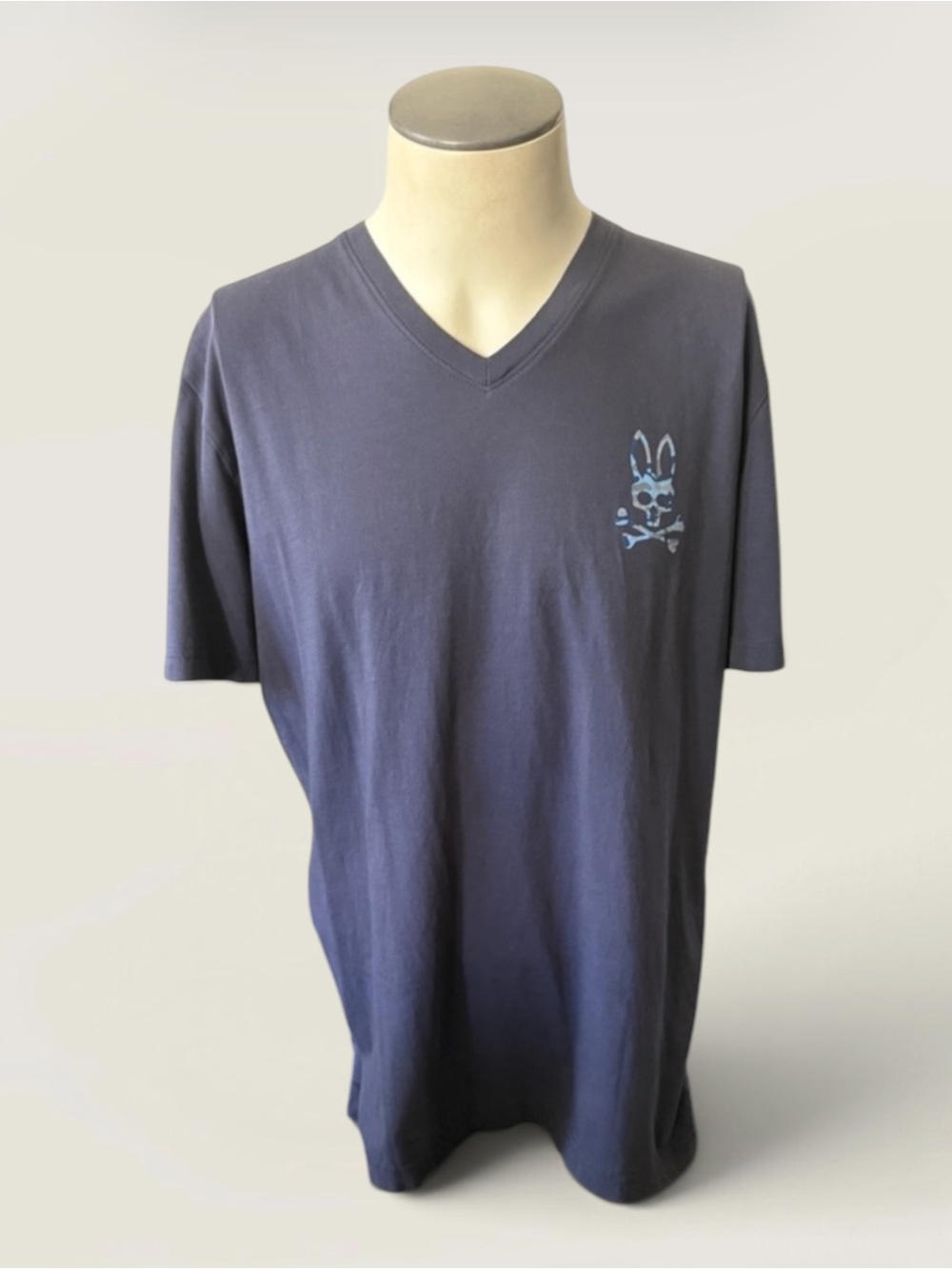 Psycho Bunny Blue V-Neck Cotton Short Sleeve
T-Shirt Size 6